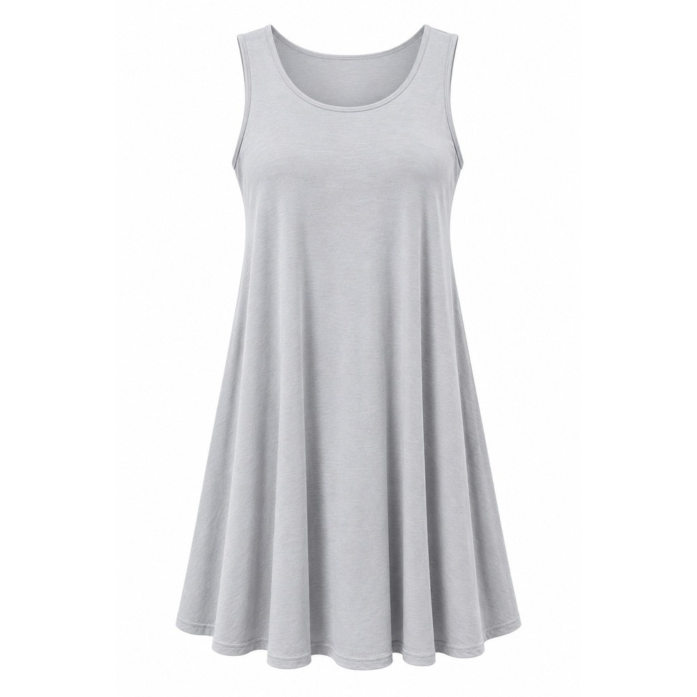 Azules Women's Light Gray Sleeveless Swing Dress Size Medium Made in USA